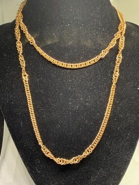 Park Lane Necklace Gold-Tone Twisted Rope Vintage 30 Inches Signed